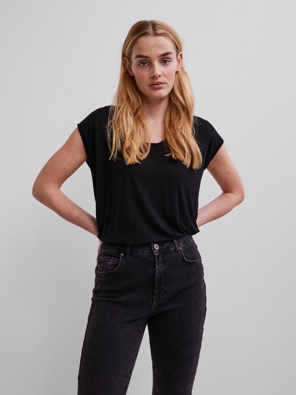 Pieces Schwarzes Basic-T-Shirt Pieces Billo