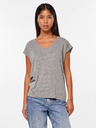 Pieces Grau gestromtes Damen-T-Shirt Pieces