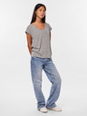 Pieces Grau gestromtes Damen-T-Shirt Pieces