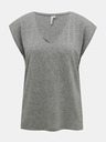 Pieces Grau gestromtes Damen-T-Shirt Pieces