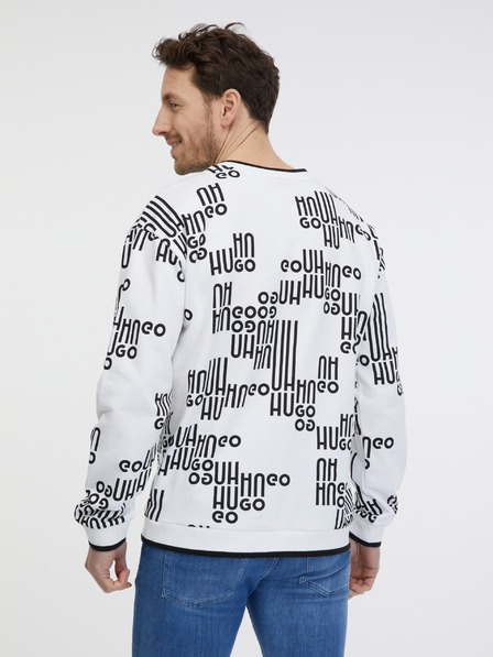 HUGO Weißes gemustertes Herren-Sweatshirt HUGO