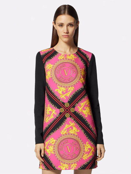 Versace Jeans Couture Schwarz-rosa gemustertes Damenkleid Versace Jeans Couture