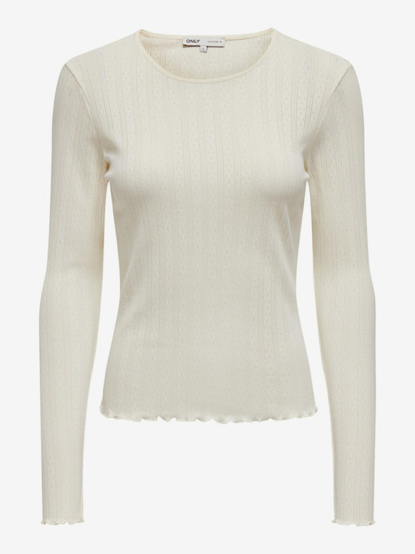ONLY Gestreiftes Basic-T-Shirt für Damen in Creme ONLY Carlotta