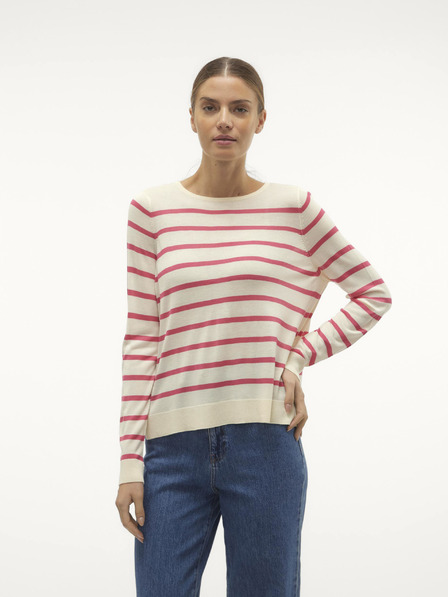 Vero Moda Rosa und cremefarbener gestreifter Damenpullover Vero Moda Nova