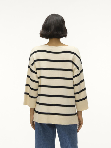 Vero Moda Schwarzer und cremefarbener gestreifter Damenpullover Vero Moda Saba