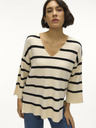 Vero Moda Schwarzer und cremefarbener gestreifter Damenpullover Vero Moda Saba