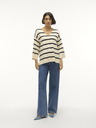 Vero Moda Schwarzer und cremefarbener gestreifter Damenpullover Vero Moda Saba