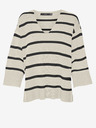Vero Moda Schwarzer und cremefarbener gestreifter Damenpullover Vero Moda Saba