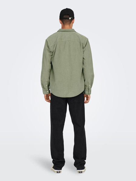 ONLY & SONS Grünes Herren-Cord-Oberhemd ONLY & SONS Alp