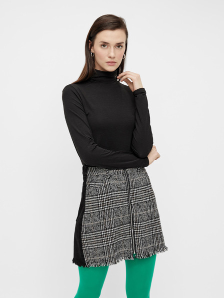 Pieces Schwarzes Damen-Basic-T-Shirt mit Rollkragen Pieces Sirene