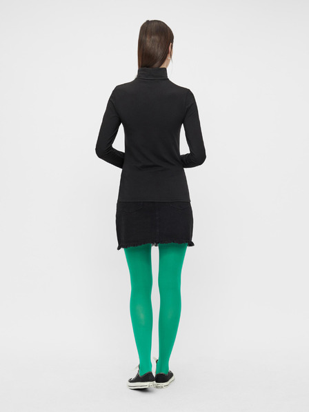 Pieces Schwarzes Damen-Basic-T-Shirt mit Rollkragen Pieces Sirene