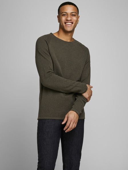Jack & Jones Dunkelgrüner Herren-Basic-Pullover Jack & Jones Ehill