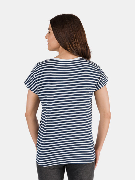 Sam 73 Dunkelblaues gestreiftes Damen-T-Shirt SAM 73