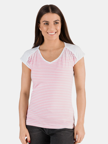 Sam 73 Rosa und weiß gestreiftes Damen-T-Shirt SAM 73 Jonna