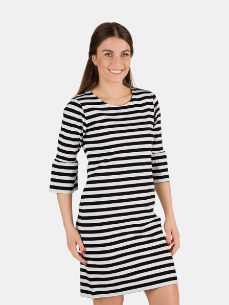Sam 73 Weiß-schwarz gestreiftes Damenkleid SAM 73