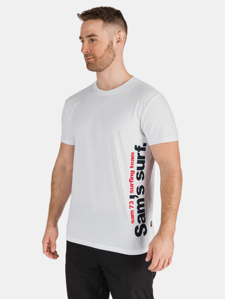 Sam 73 Weißes bedrucktes Herren-T-Shirt SAM 73