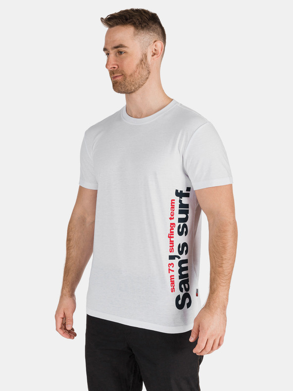 Sam 73 Weißes bedrucktes Herren-T-Shirt SAM 73