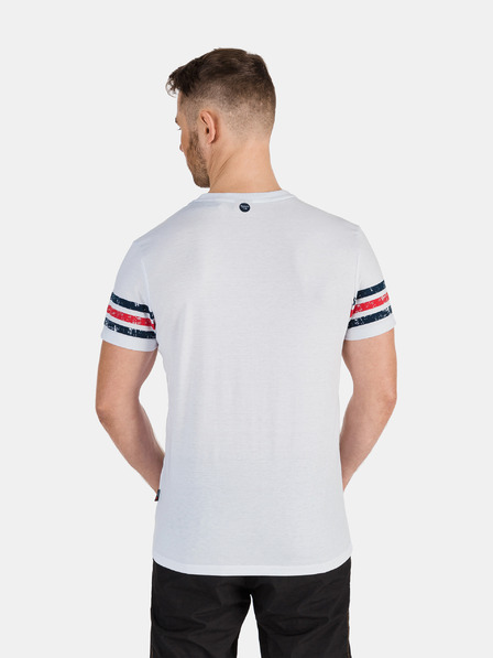 Sam 73 Weißes bedrucktes Herren-T-Shirt SAM 73