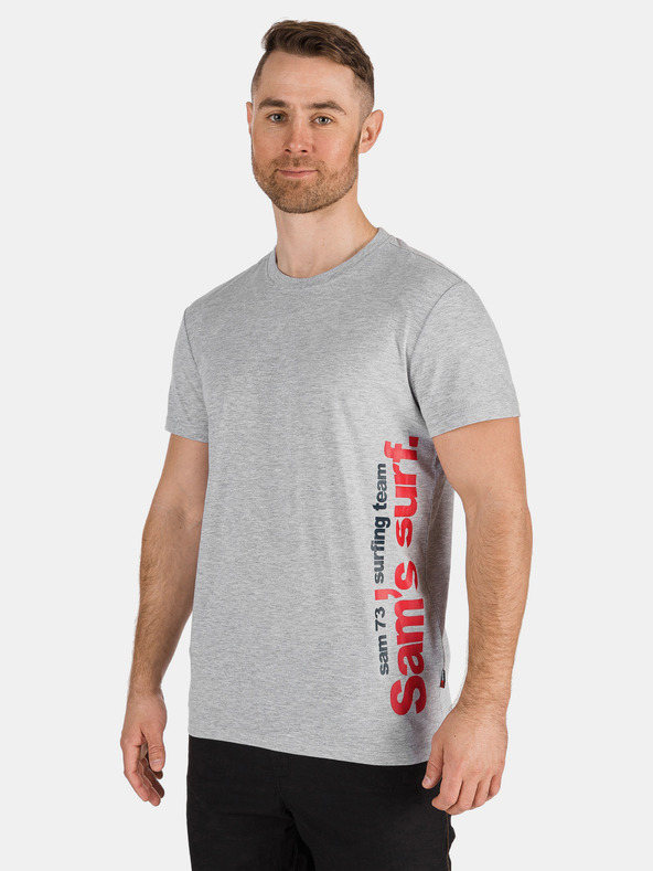 Sam 73 Hellgraues bedrucktes Herren-T-Shirt SAM 73