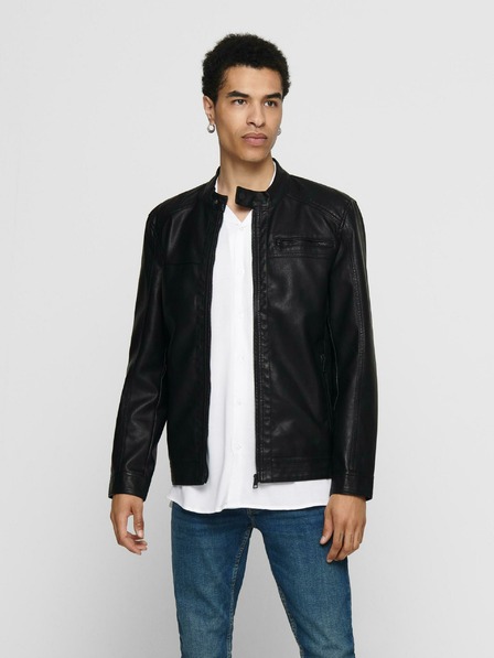 ONLY & SONS Schwarze Herren Lederjacke ONLY & SONS Sal