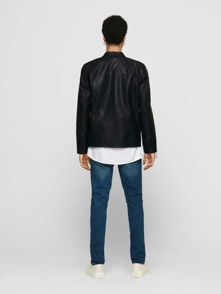 ONLY & SONS Schwarze Herren Lederjacke ONLY & SONS Sal