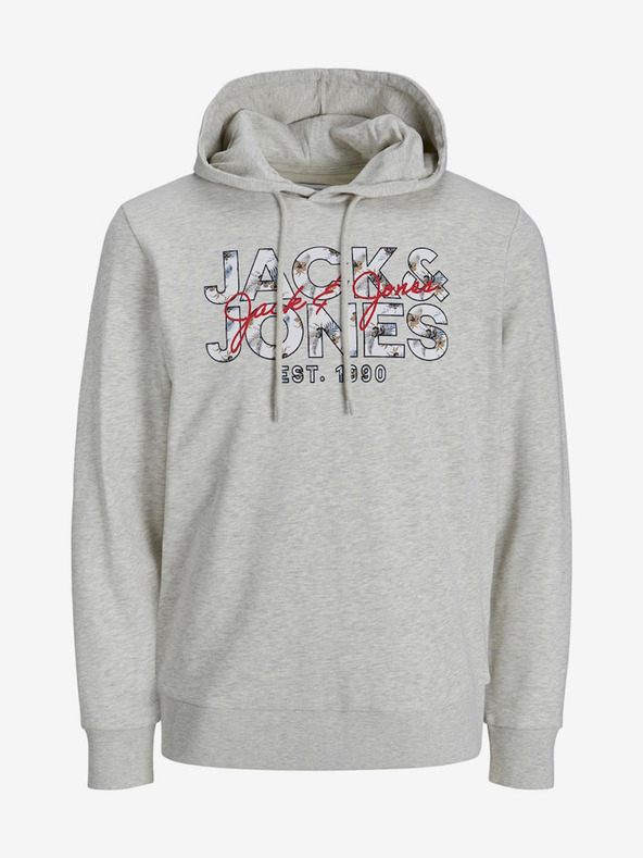 Jack & Jones Hellgrauer Jack & Jones Henry-Kapuzenpullover für Herren
