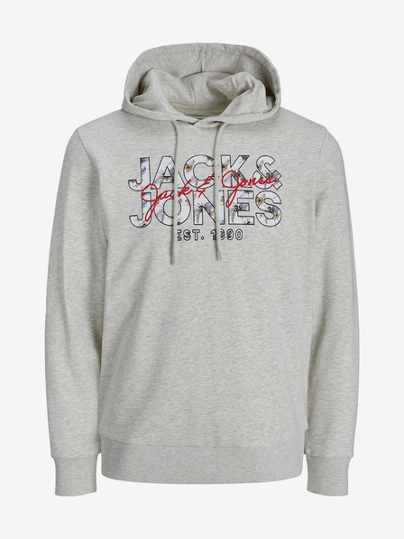Jack & Jones Hellgrauer Jack & Jones Henry-Kapuzenpullover für Herren