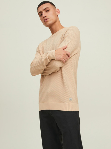 Jack & Jones Beige Herren Jack & Jones Atlas gemusterter Pullover