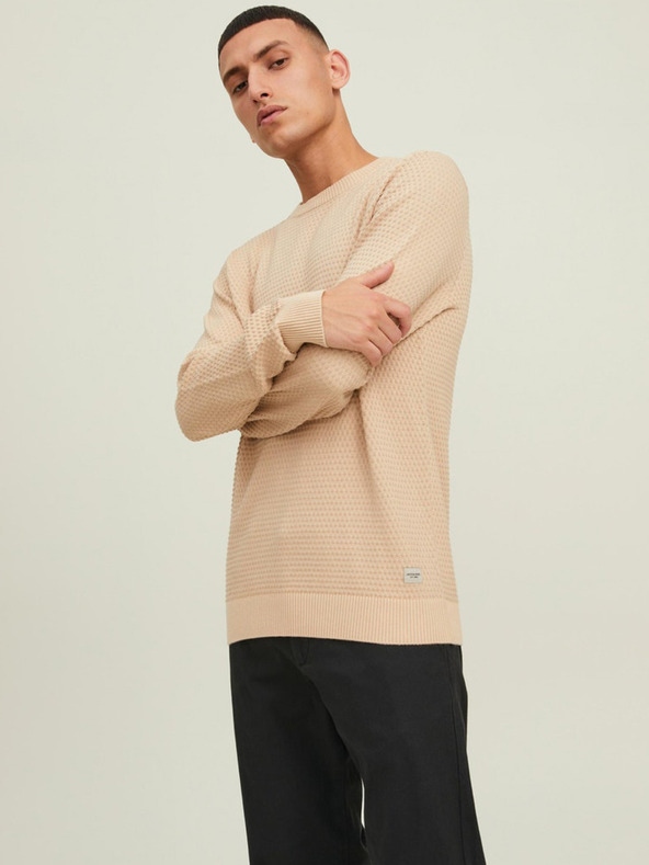 Jack & Jones Beige Herren Jack & Jones Atlas gemusterter Pullover