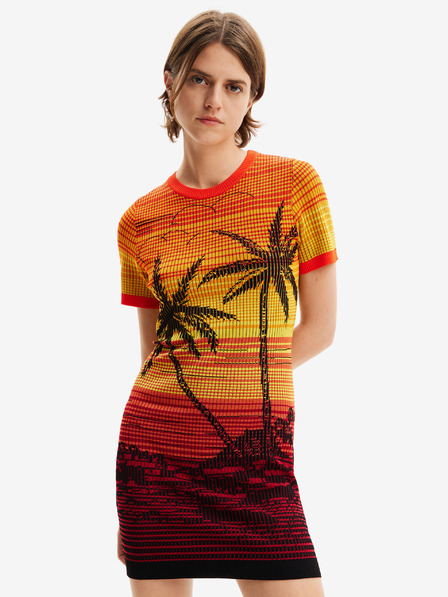 Desigual Gelb-orangefarbenes Bipalmeri-Kleid von Desigual für Damen