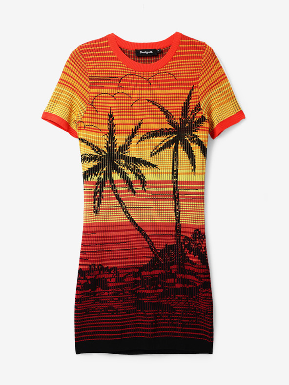 Desigual Gelb-orangefarbenes Bipalmeri-Kleid von Desigual für Damen