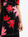 Desigual Rotes und schwarzes Midikleid aus floralem Strick Desigual Quebec