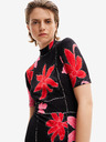 Desigual Rotes und schwarzes Midikleid aus floralem Strick Desigual Quebec