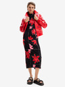 Desigual Rotes und schwarzes Midikleid aus floralem Strick Desigual Quebec
