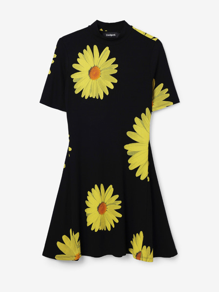 Desigual Desigual Margaritas gelb-schwarzes geblümtes Damenkleid