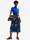 Desigual Blaues gemustertes Midikleid für Damen Desigual Lin Lacroix