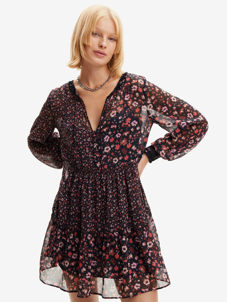 Desigual Burgunderfarbenes geblümtes Damenkleid Desigual Duque