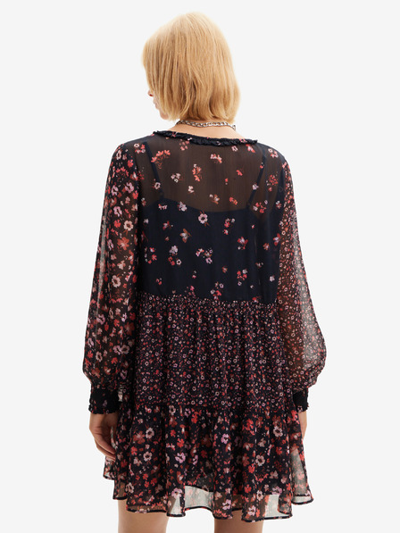 Desigual Burgunderfarbenes geblümtes Damenkleid Desigual Duque