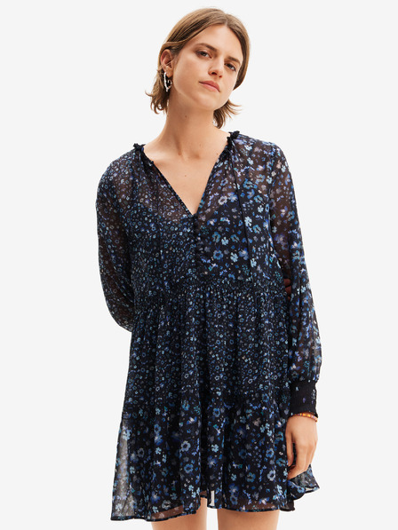 Desigual Dunkelblaues geblümtes Damenkleid Desigual Duque