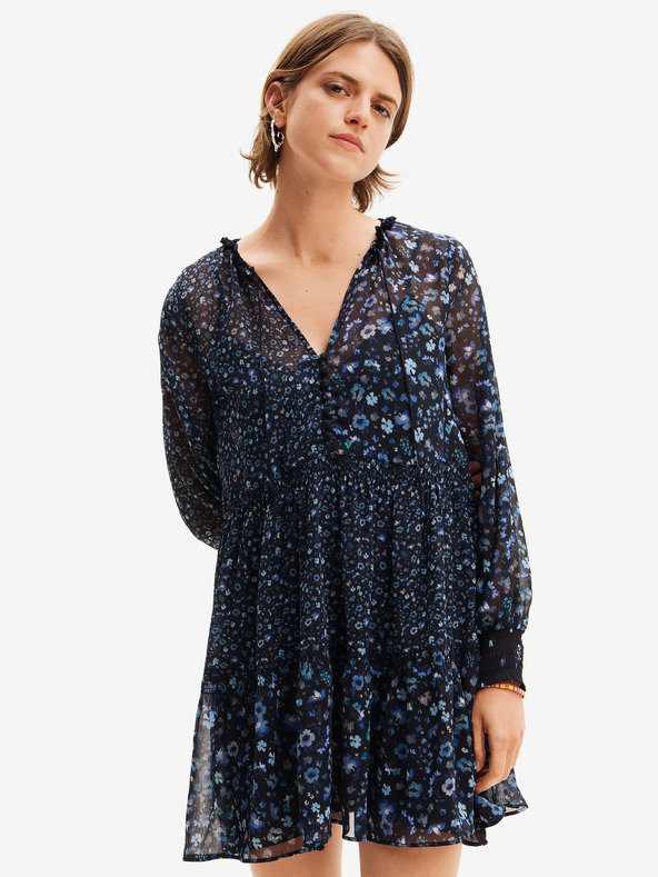Desigual Dunkelblaues geblümtes Damenkleid Desigual Duque