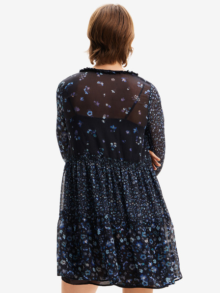 Desigual Dunkelblaues geblümtes Damenkleid Desigual Duque