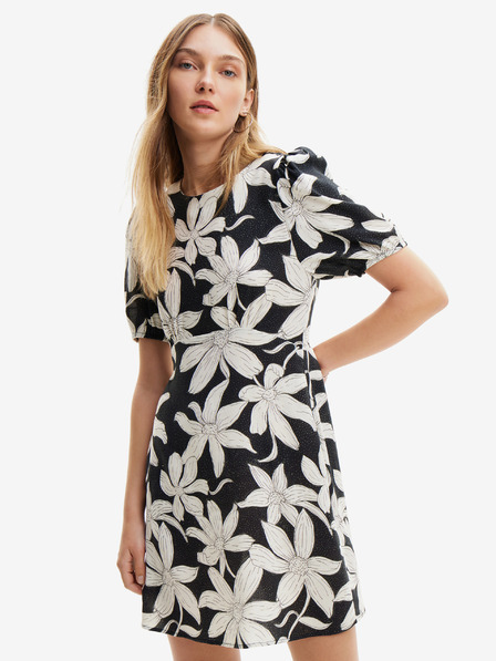 Desigual Desigual Nashville weiß und schwarz geblümtes Damenkleid