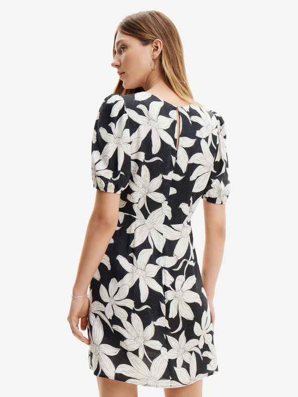 Desigual Desigual Nashville weiß und schwarz geblümtes Damenkleid