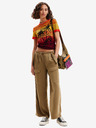 Desigual Gelbes und orangefarbenes Desigual Dubai Damen-Strick-T-Shirt