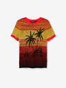 Desigual Gelbes und orangefarbenes Desigual Dubai Damen-Strick-T-Shirt