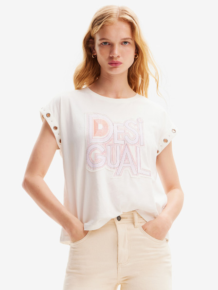 Desigual Cremefarbenes Damen-T-Shirt von Desigual Berlin