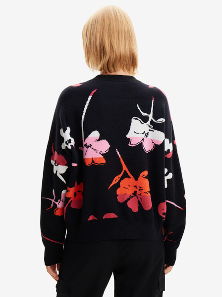Desigual Rot-schwarzer geblümter Damen-Pullover Desigual Luca