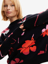 Desigual Rot-schwarzer geblümter Damen-Pullover Desigual Luca