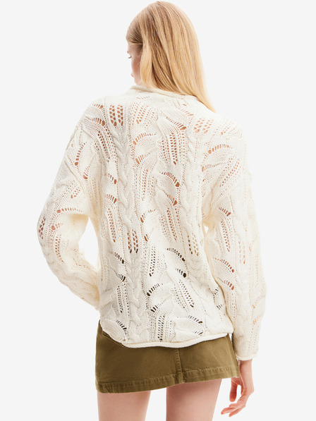 Desigual Desigual Milano cremefarbene Damen-Strickjacke aus Wollgemisch
