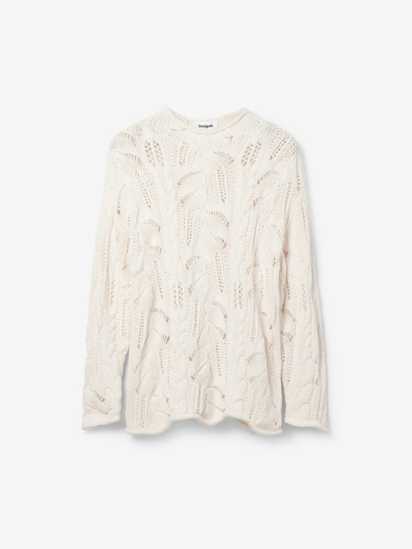 Desigual Desigual Milano cremefarbene Damen-Strickjacke aus Wollgemisch